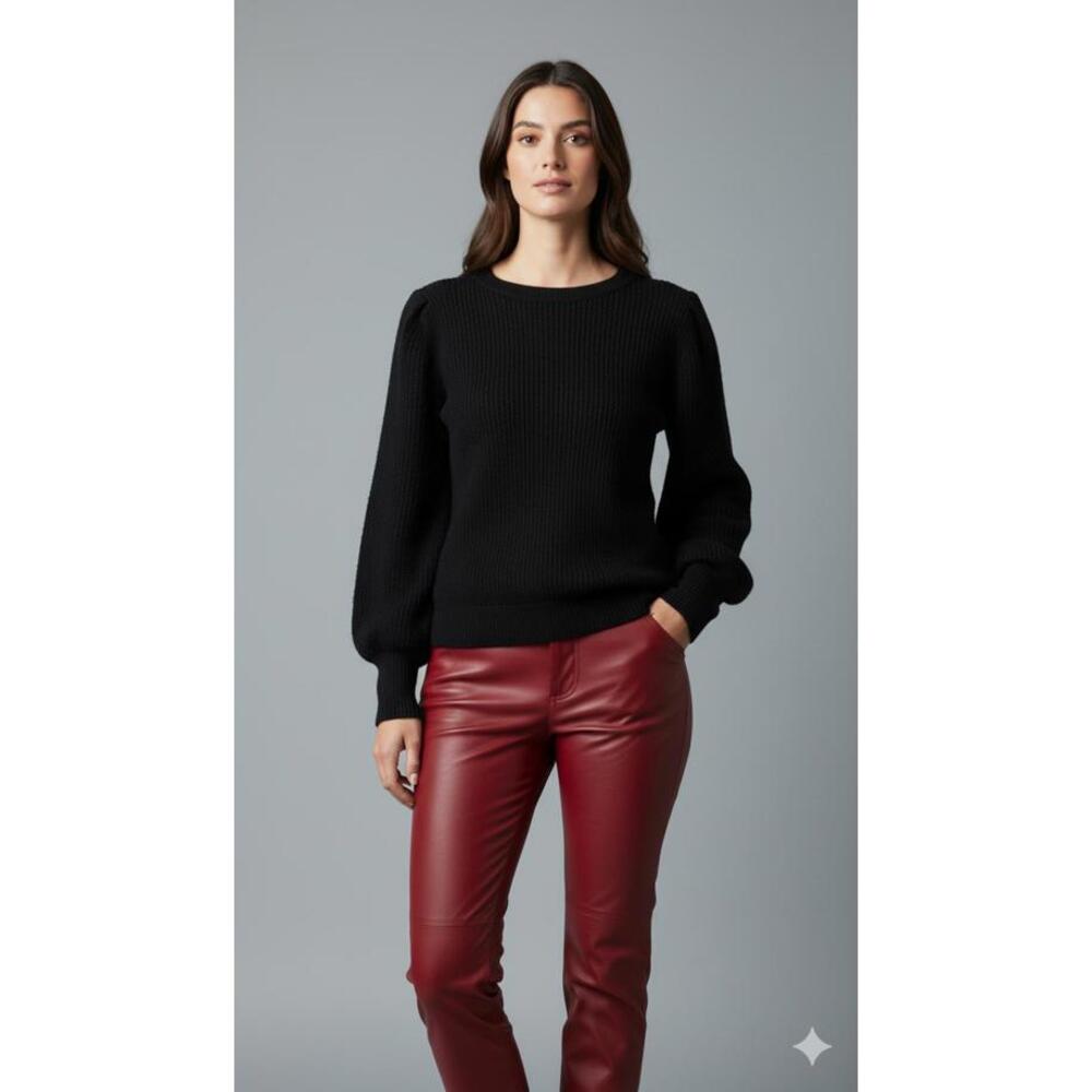 Boston Proper Black Women’s Ribbed Knit Long Sleeve Top Size S
